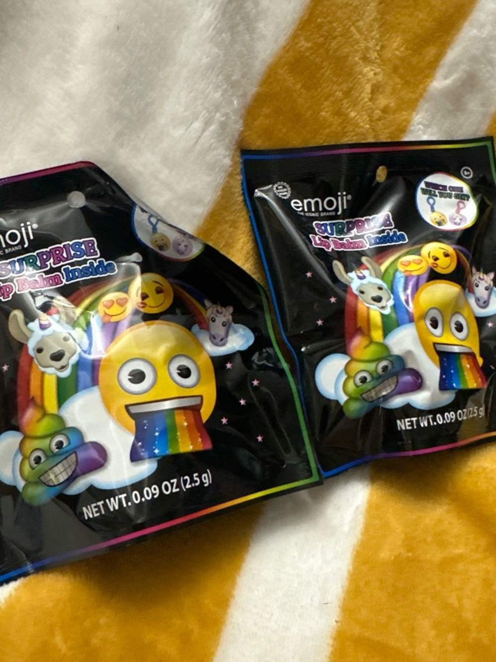2 piece Surprise Lip Balms - Yellow Emoji with Rainbow